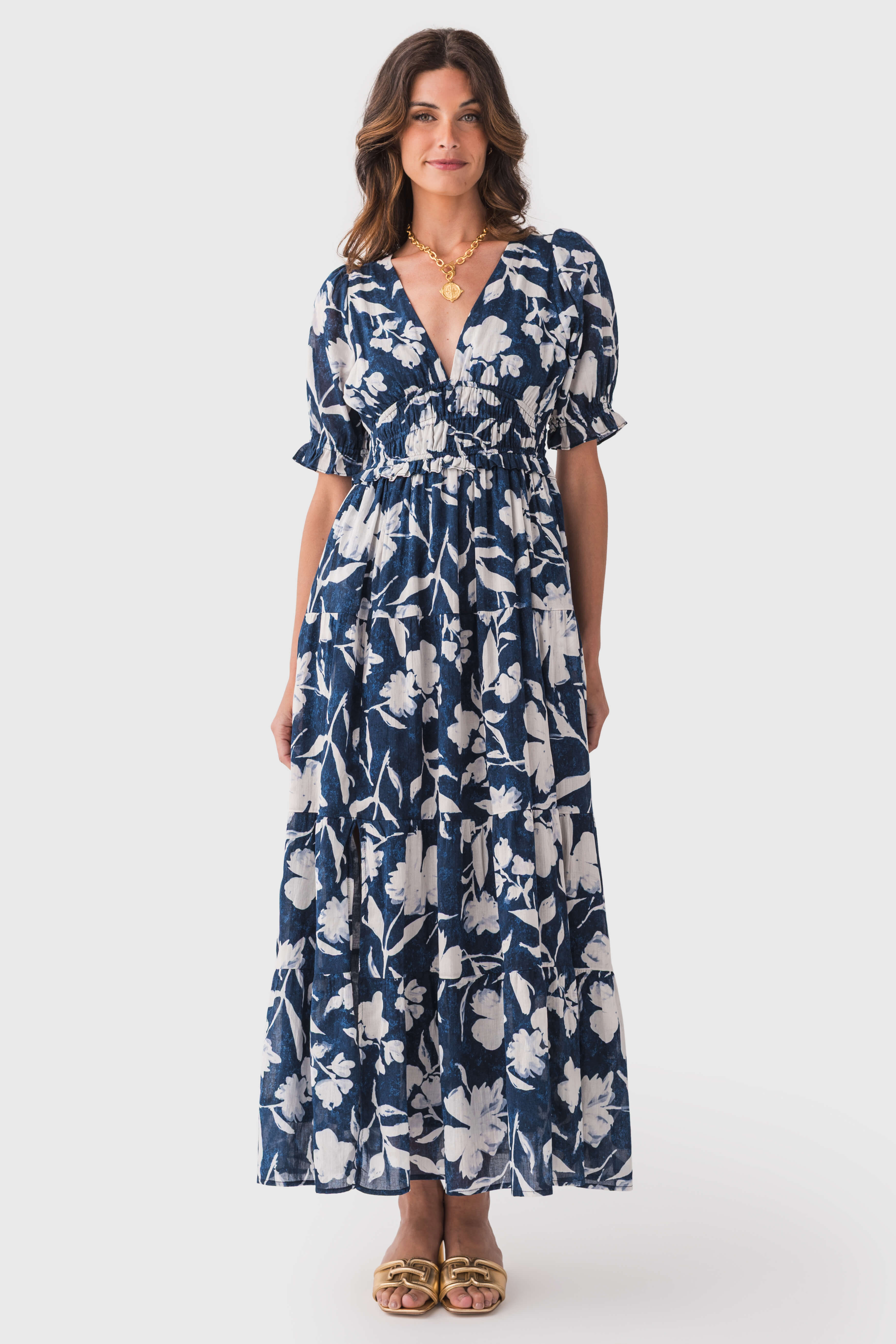Dress Forum Indigo Mood Cinched Waist Maxi Dress