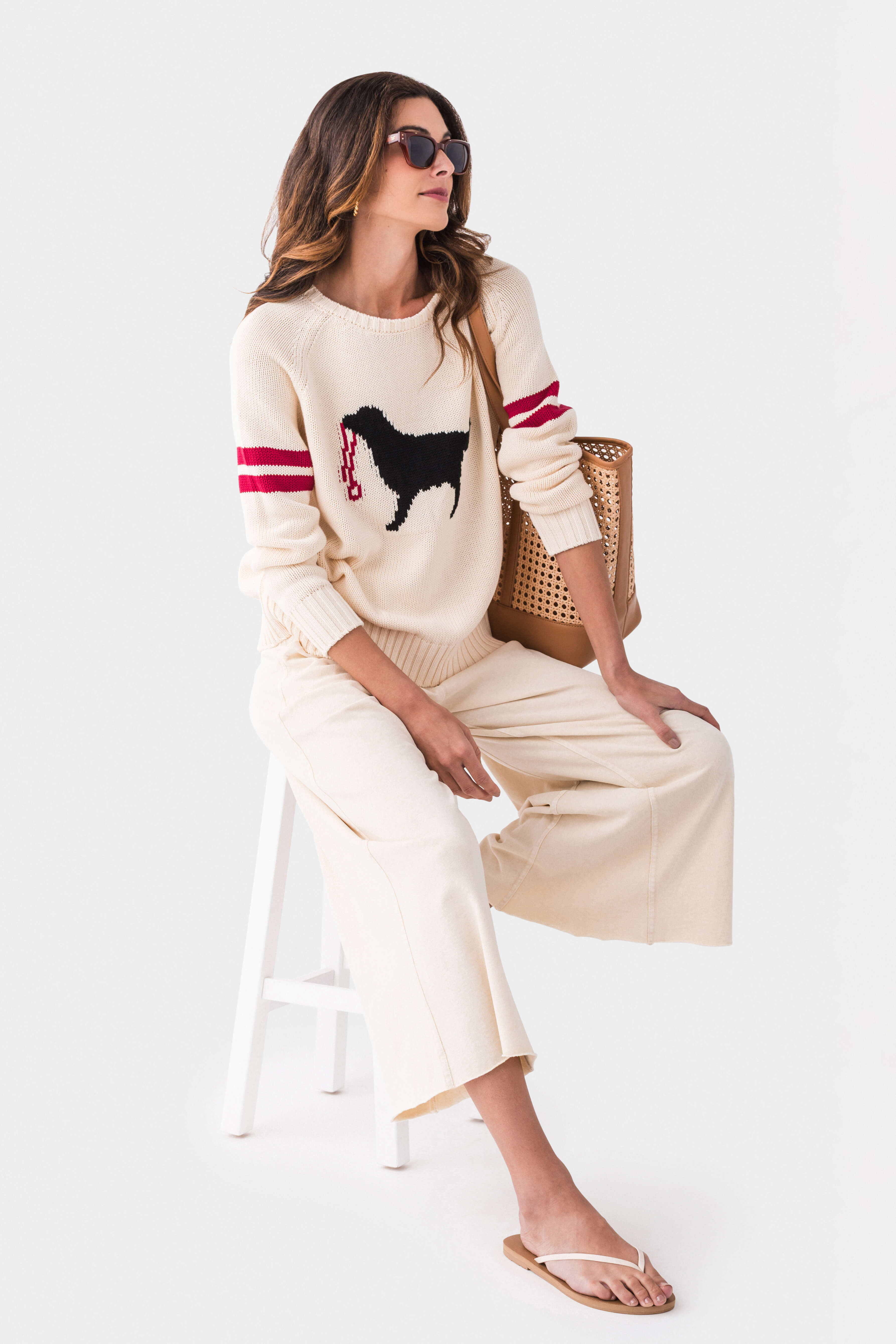 Easel Washed Terry Knit Wide Leg Pants