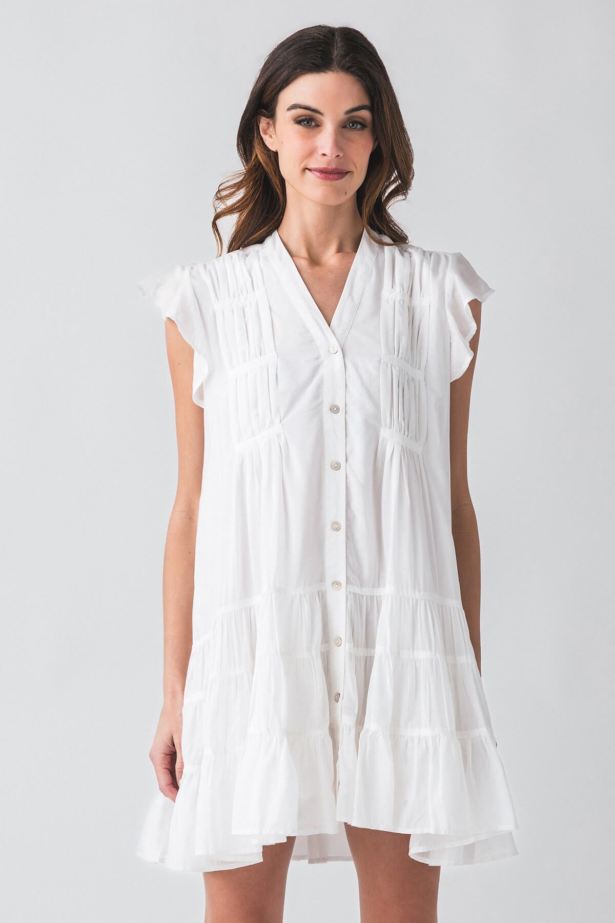 Elan Ruffle Sleeve Button Down Dress