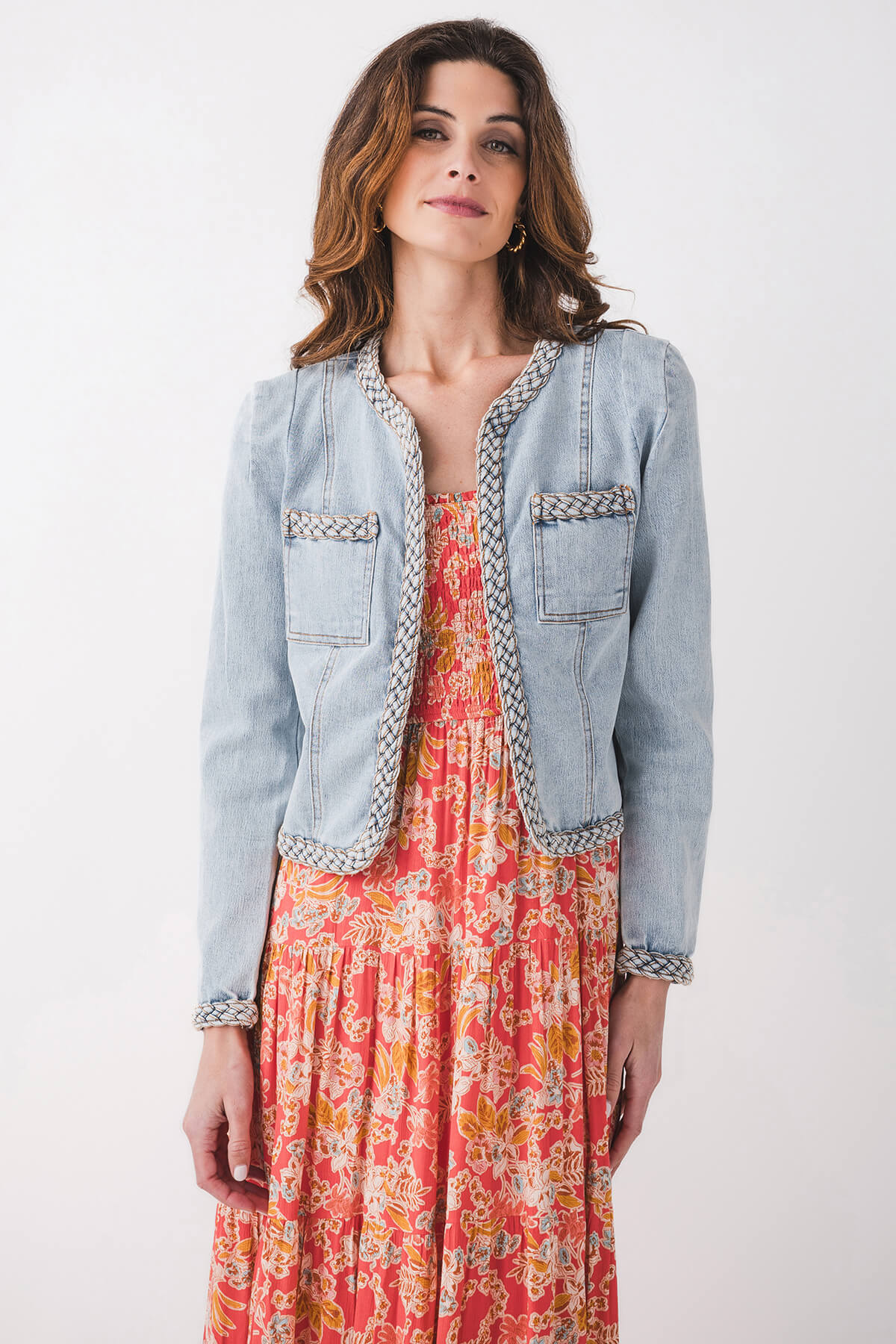 Fate Braided Trim Denim Jacket