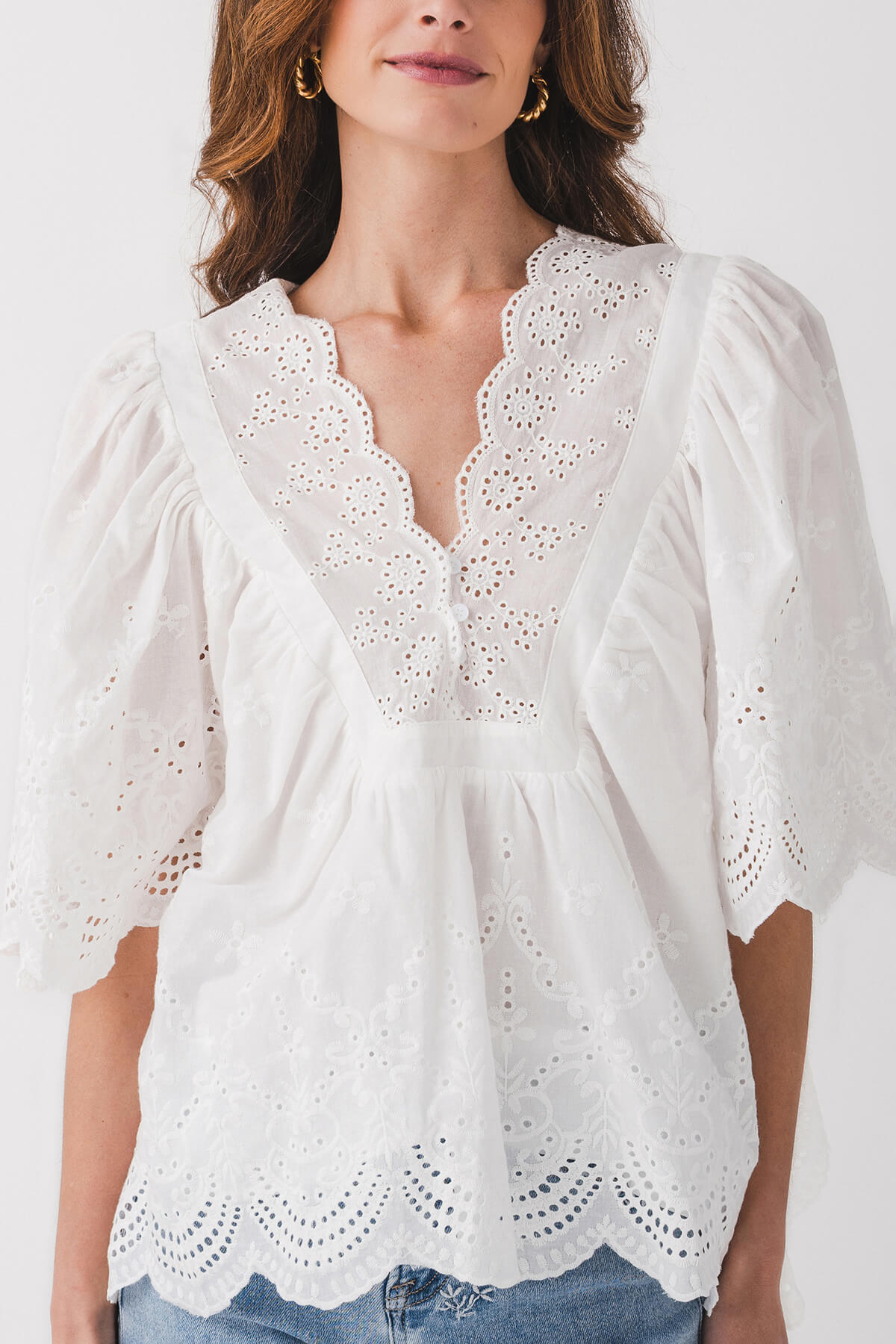 Fate Short Sleeve Eyelet Top