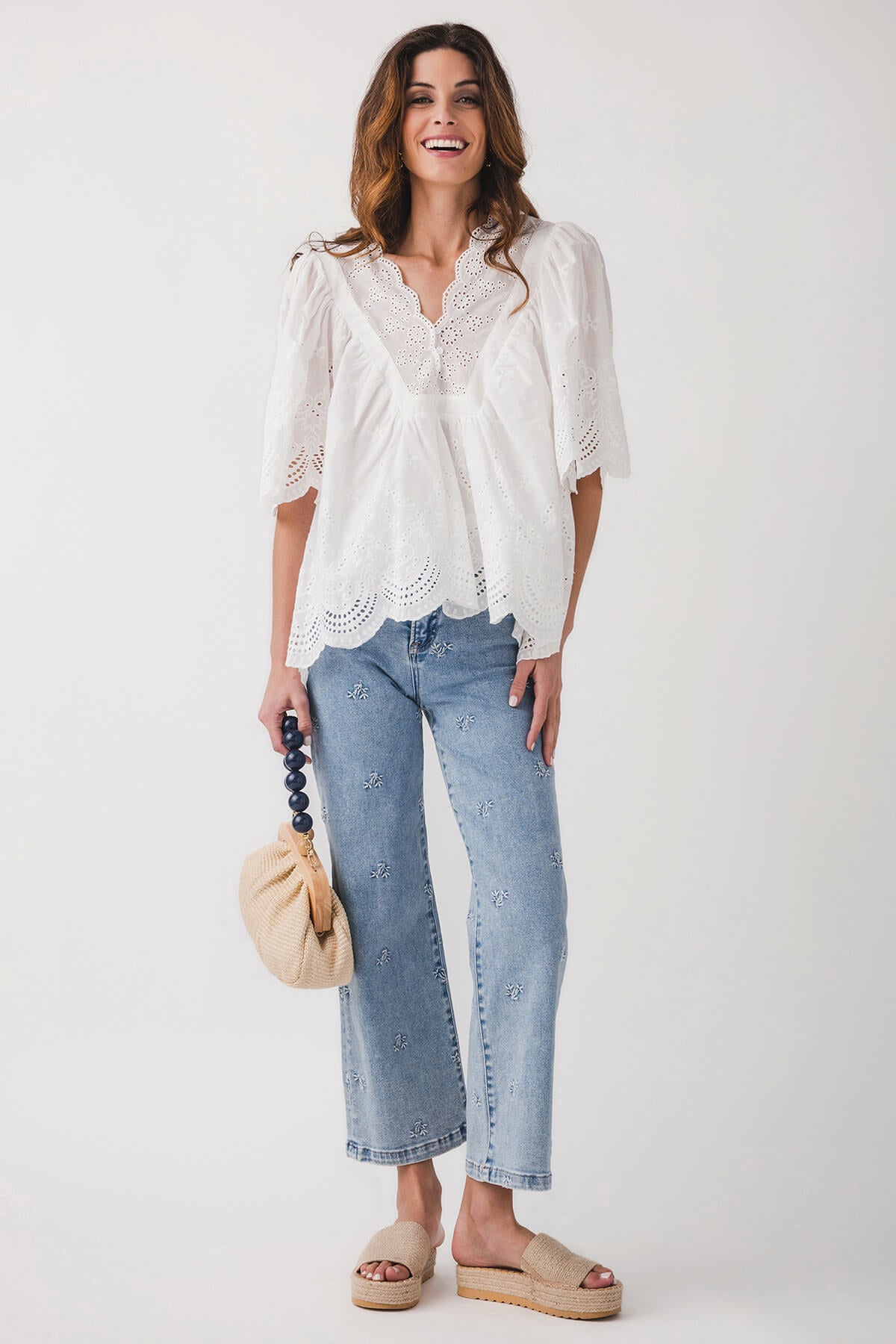 Fate Short Sleeve Eyelet Top