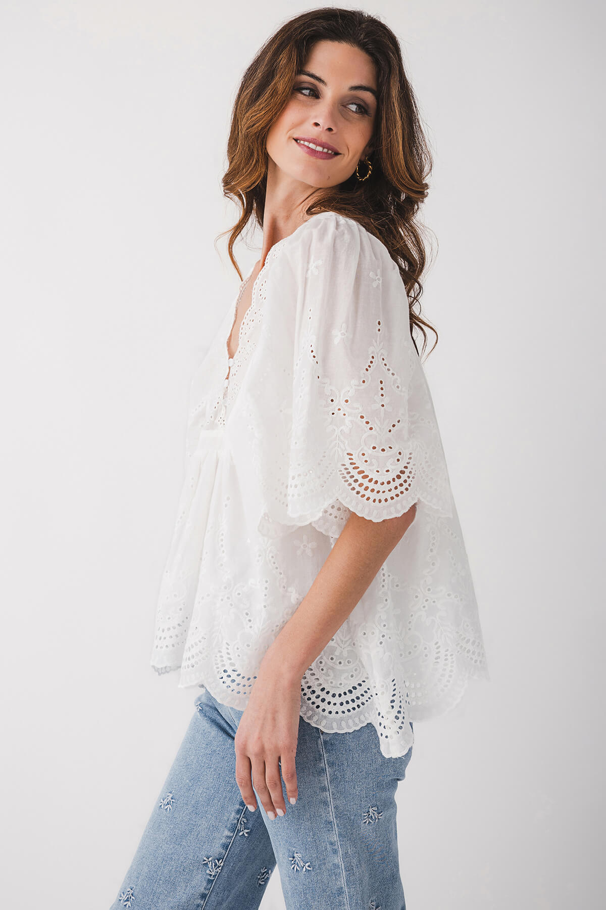 Fate Short Sleeve Eyelet Top