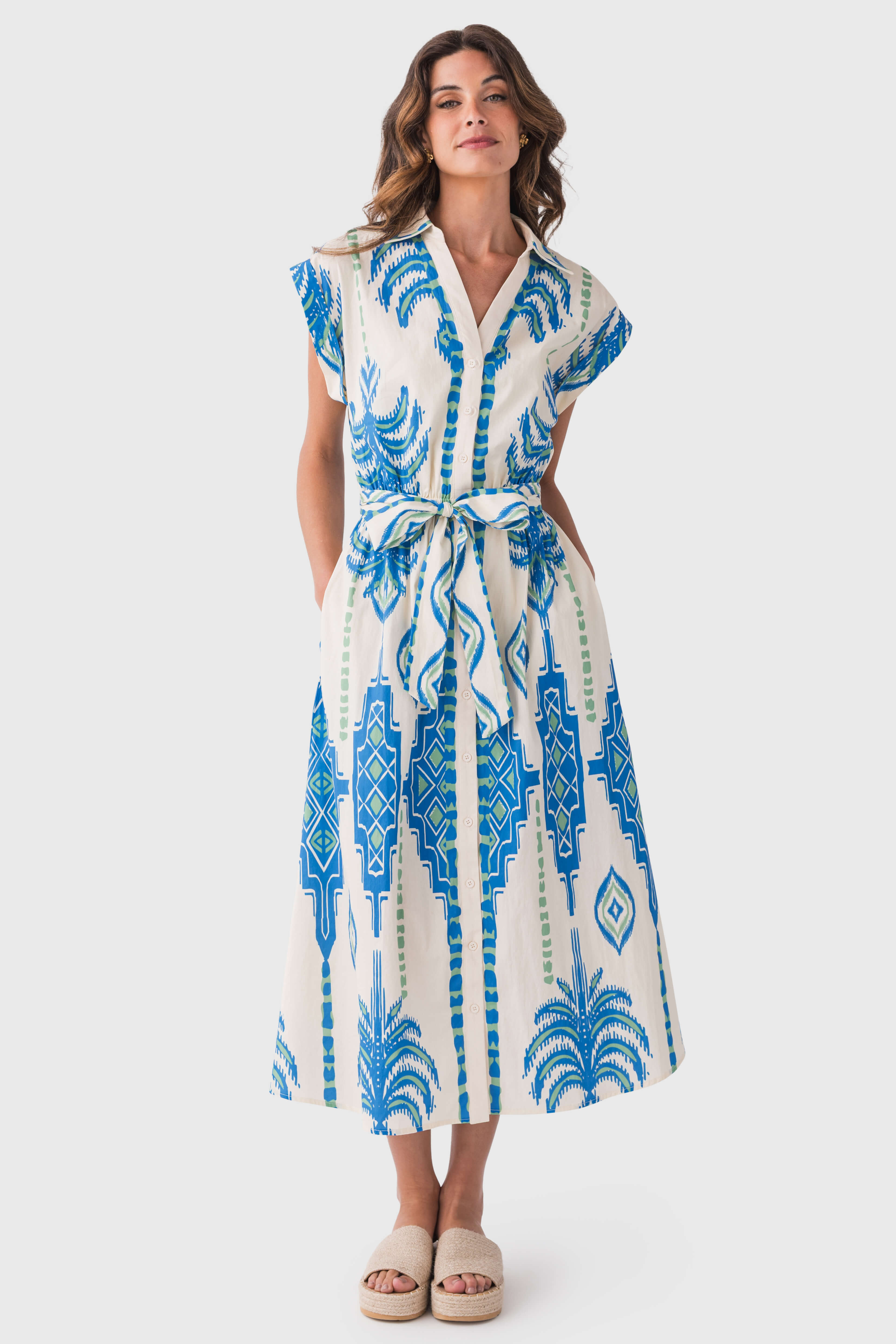 Flying Tomato Collared Button Up Midi Dress