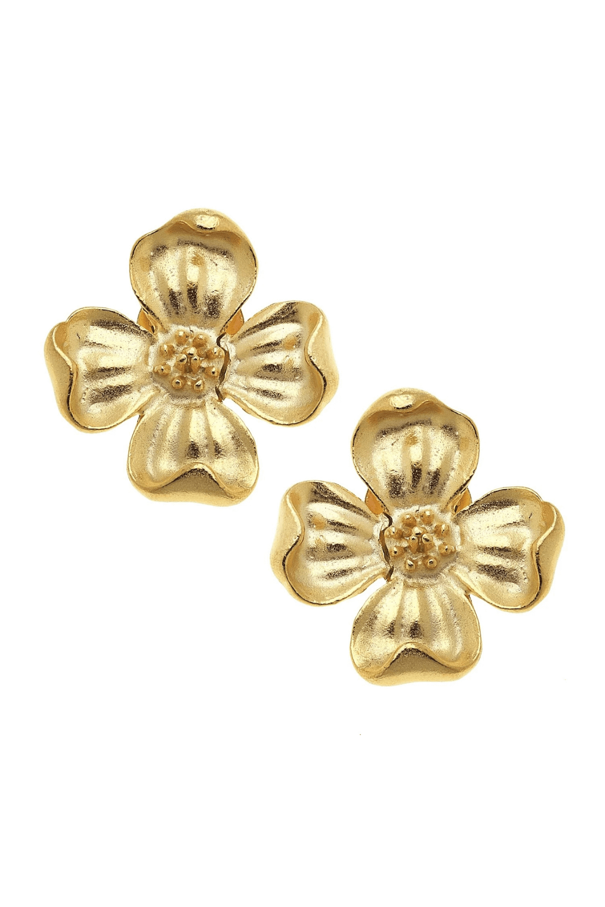 Susan Shaw Dogwood Flower Stud Earrings