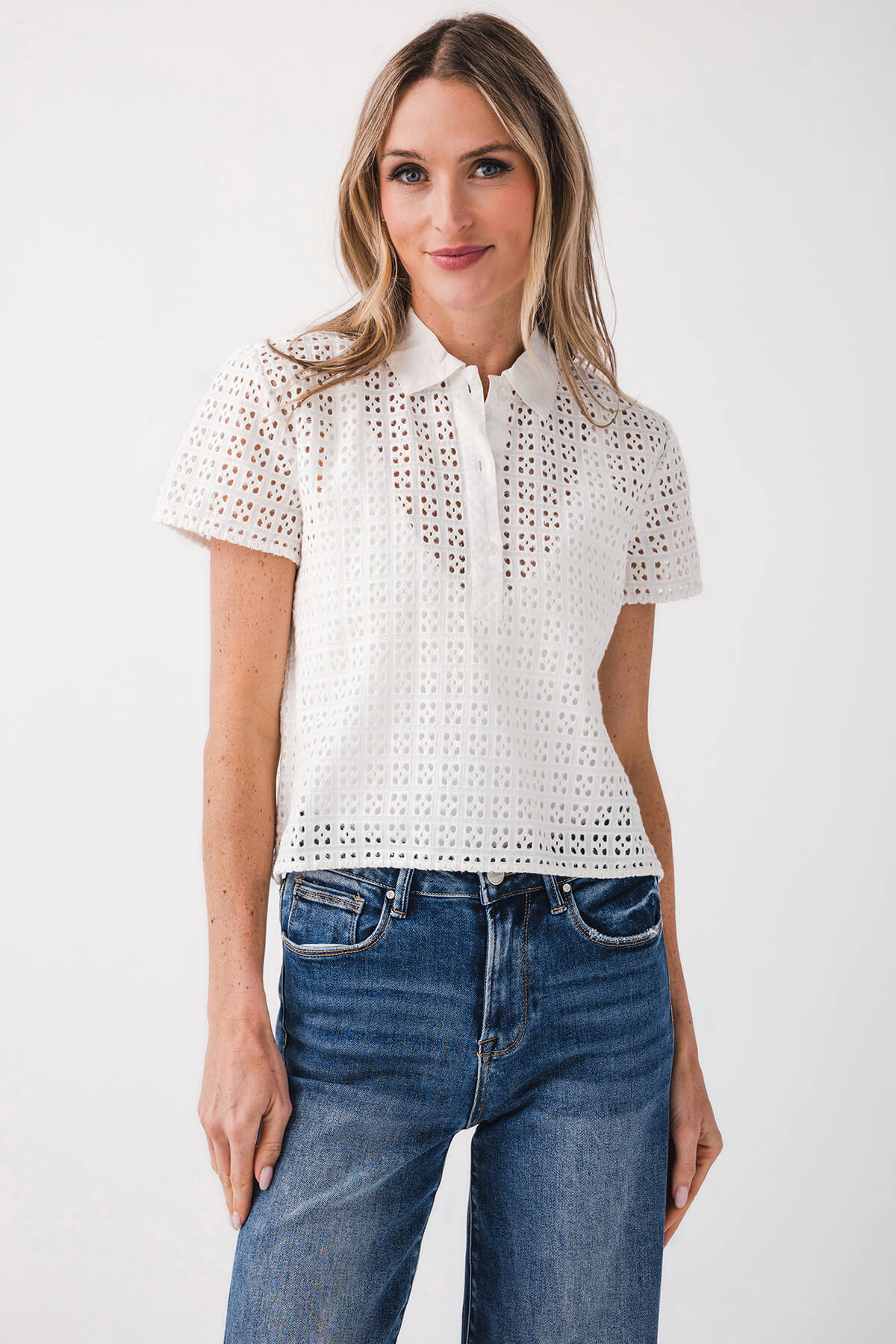 Free People Anna Eyelet Top