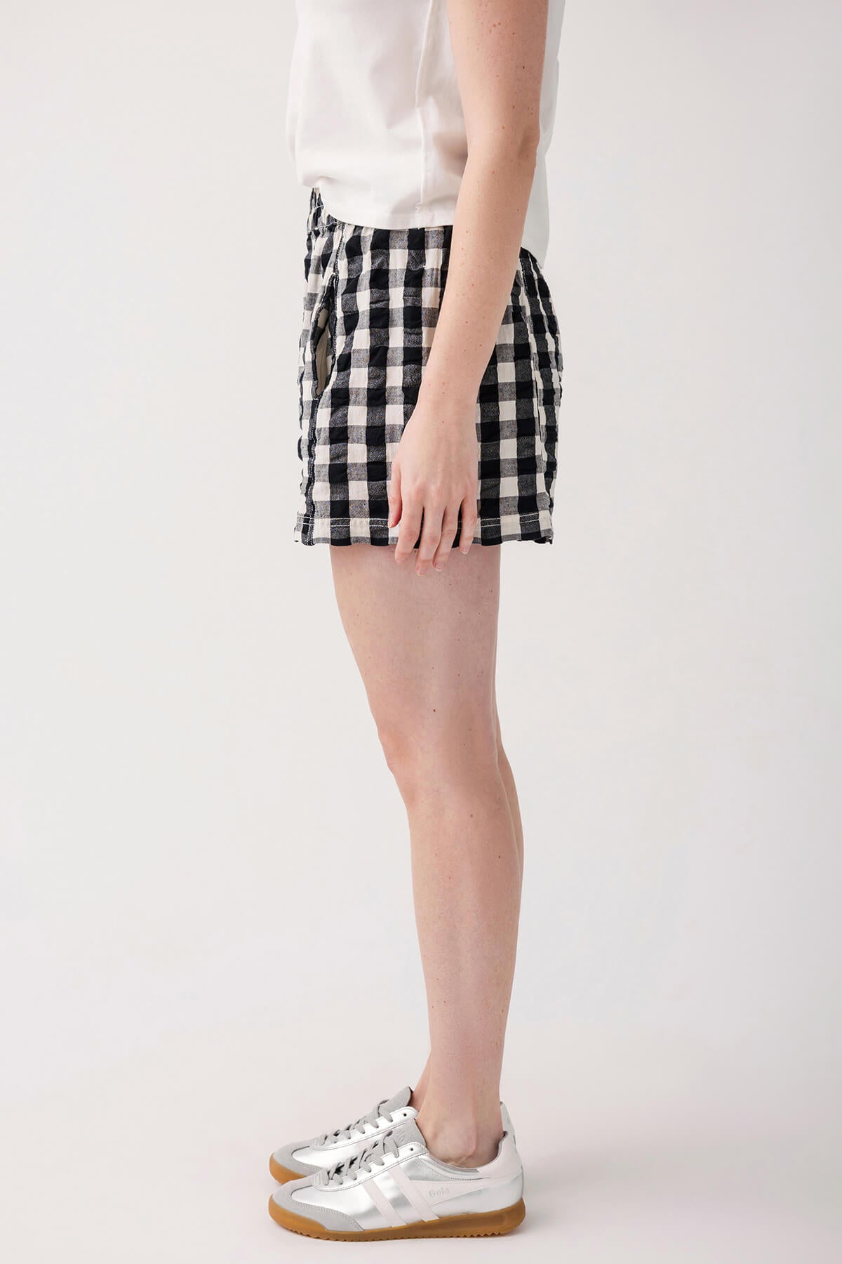Free People Get Free Seersucker Pull On Shorts