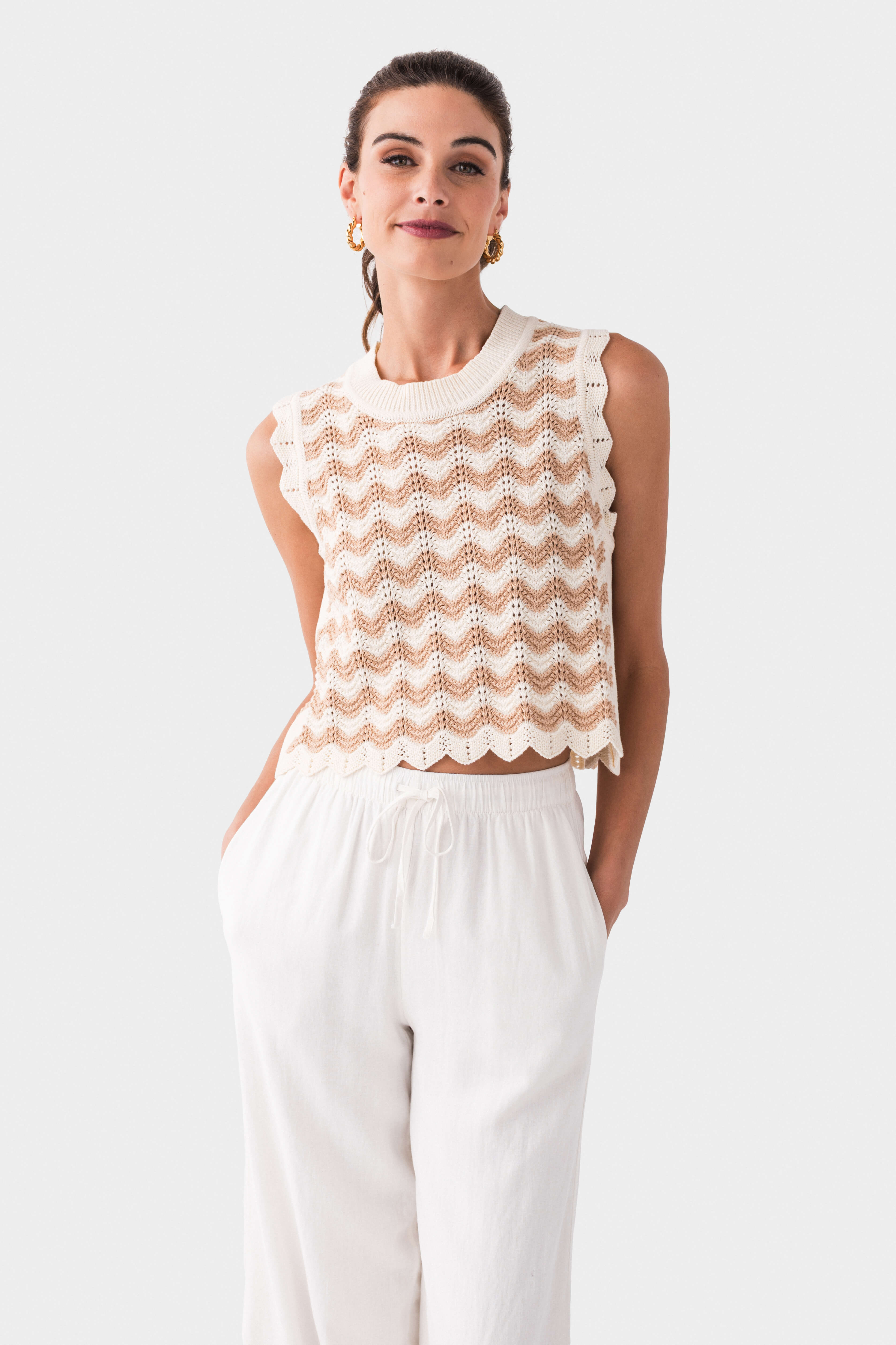 Miou Muse Color Combo Crochet Top