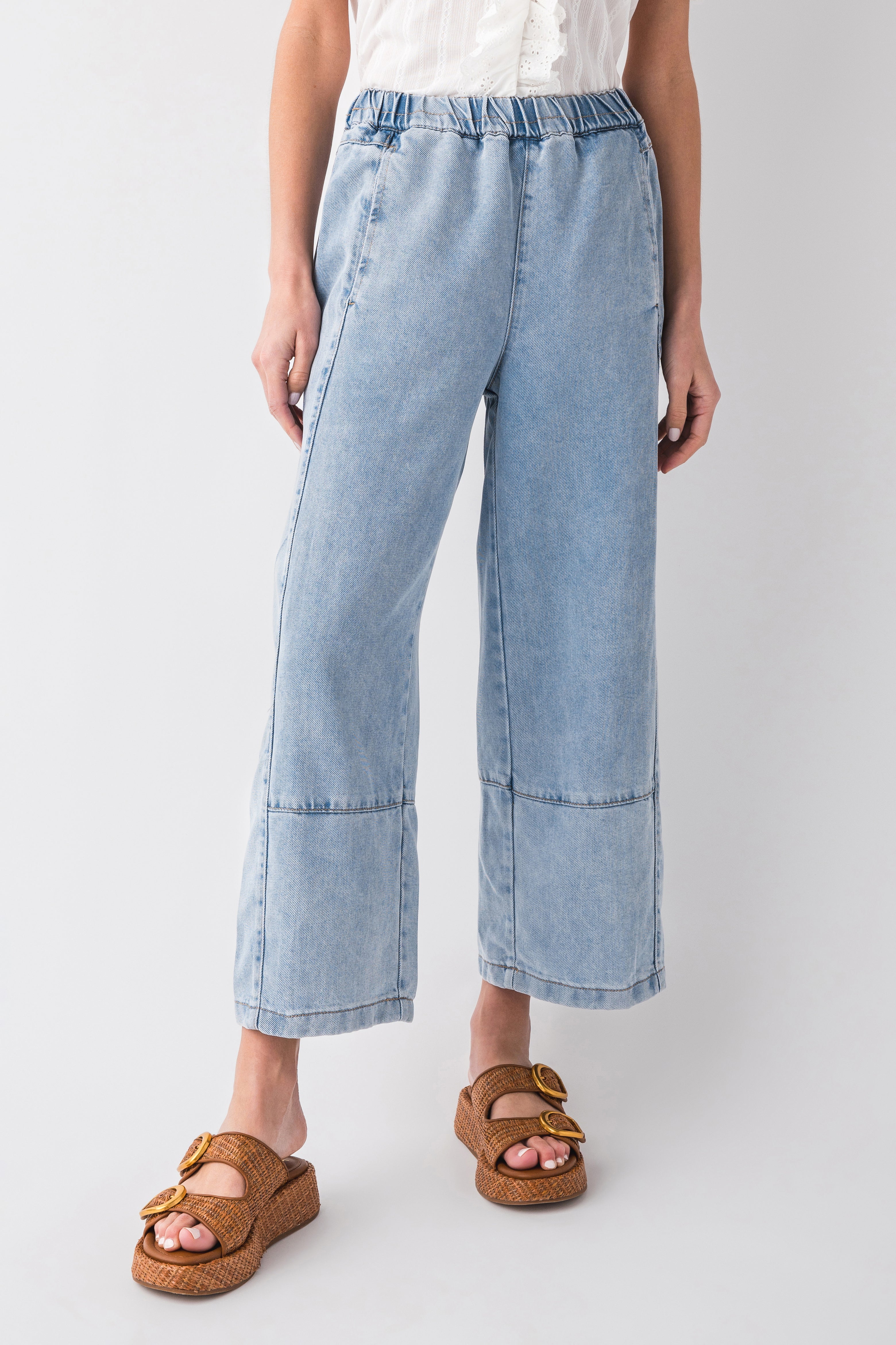 Miss Love Super Soft Tencel Barrel Denim Look Pants