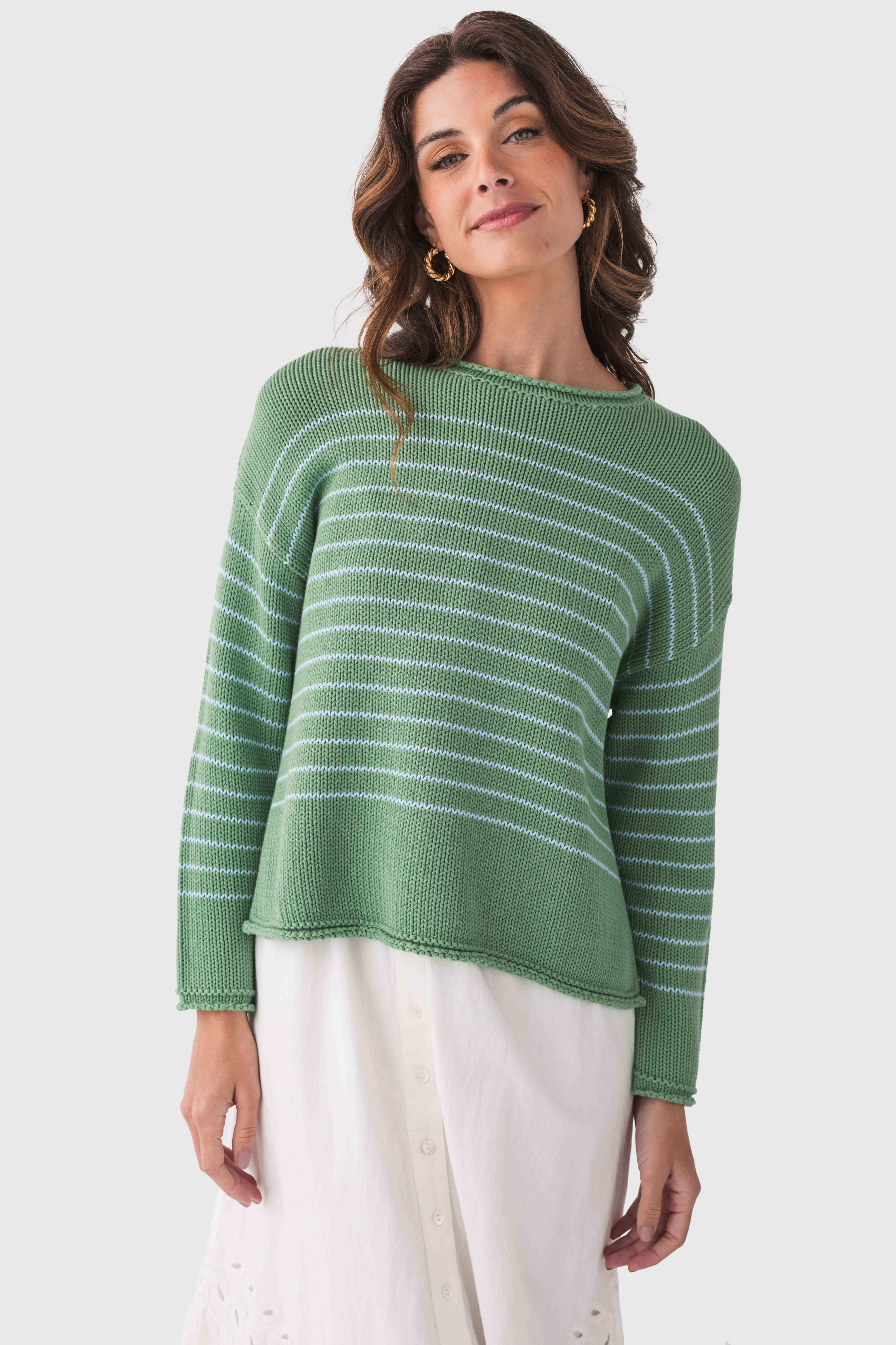 Pink Pineapple Sunny Stripe Crewneck Sweater