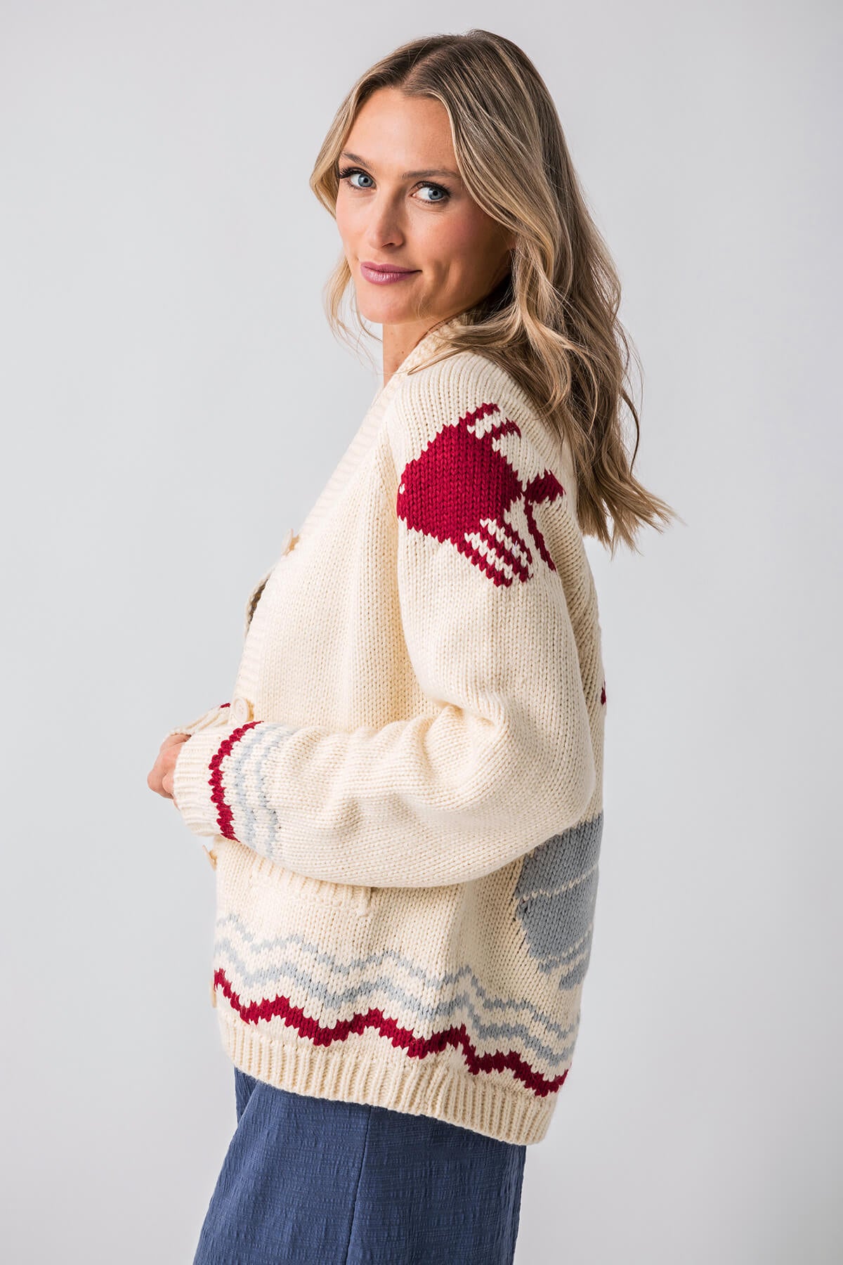Pink Pineapple Whale & Fish Cardigan