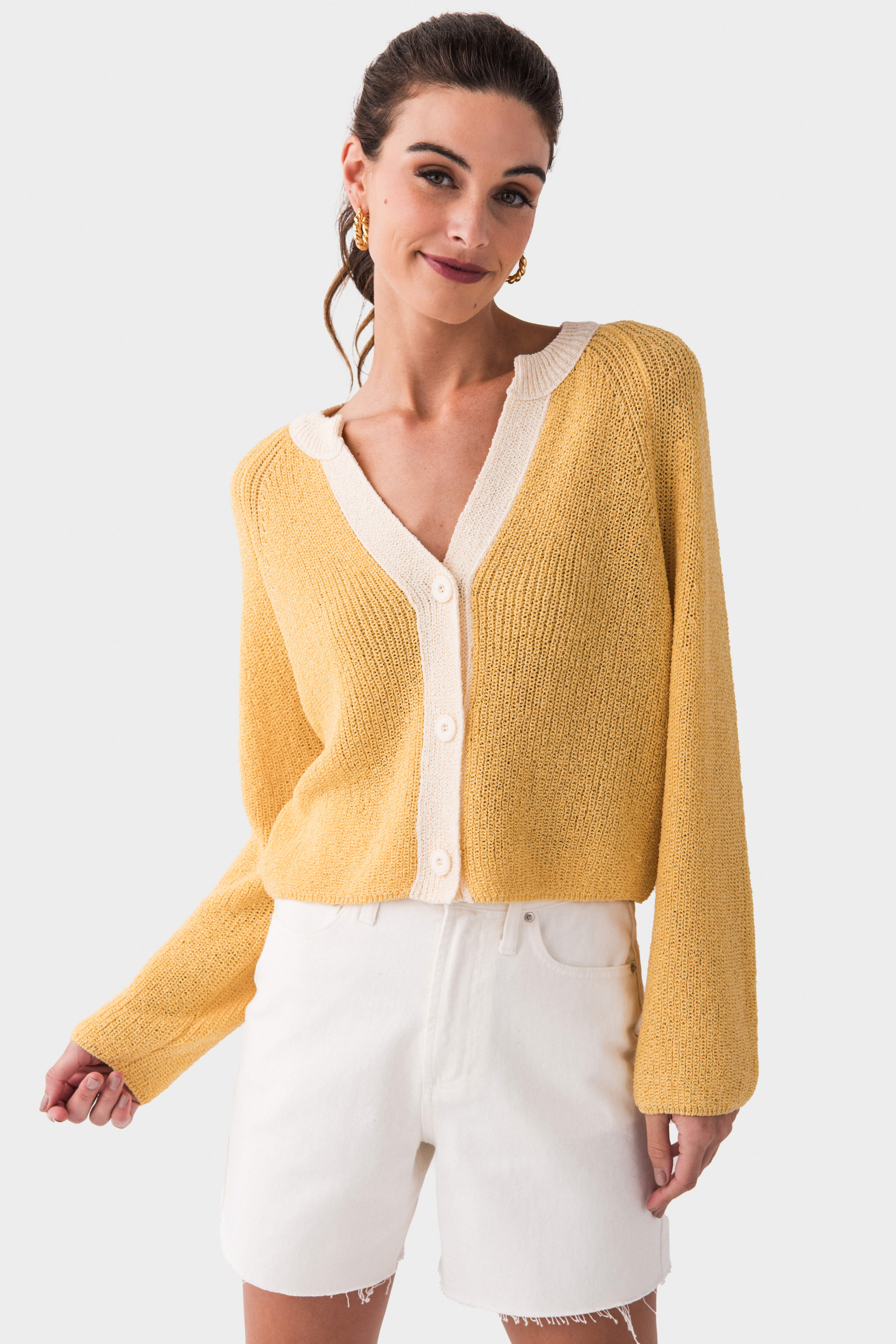 Promesa Ribbed Knit Contrast Cardigan