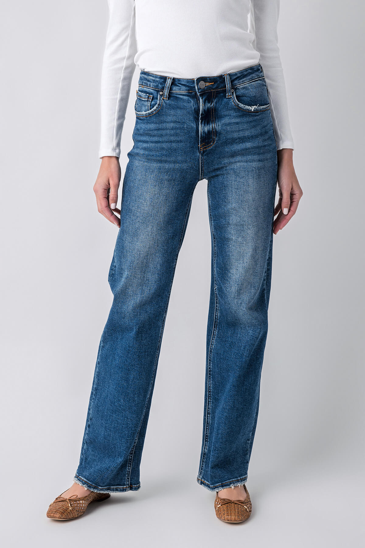 Risen Mila High Rise Full Length Straight Leg Jeans