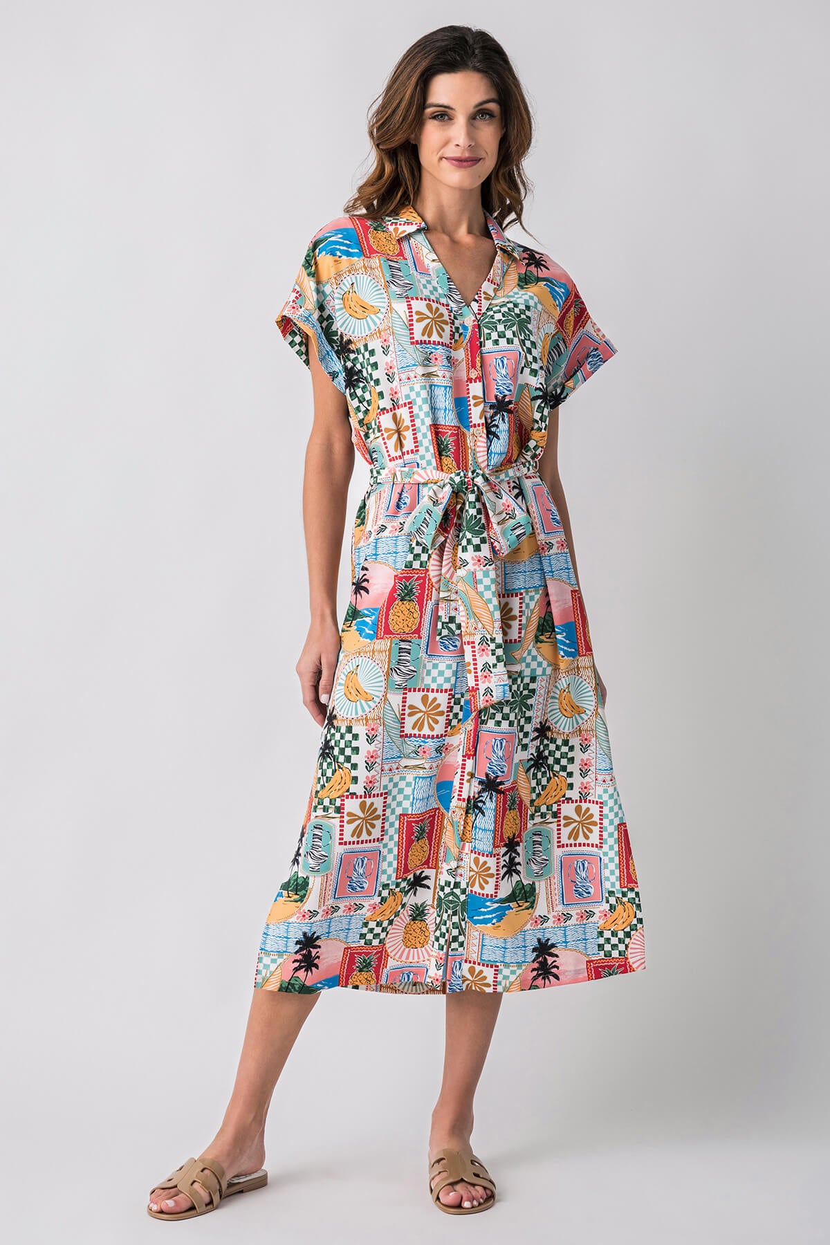 Skies Are Blue Printed Button Up Maxi Dress