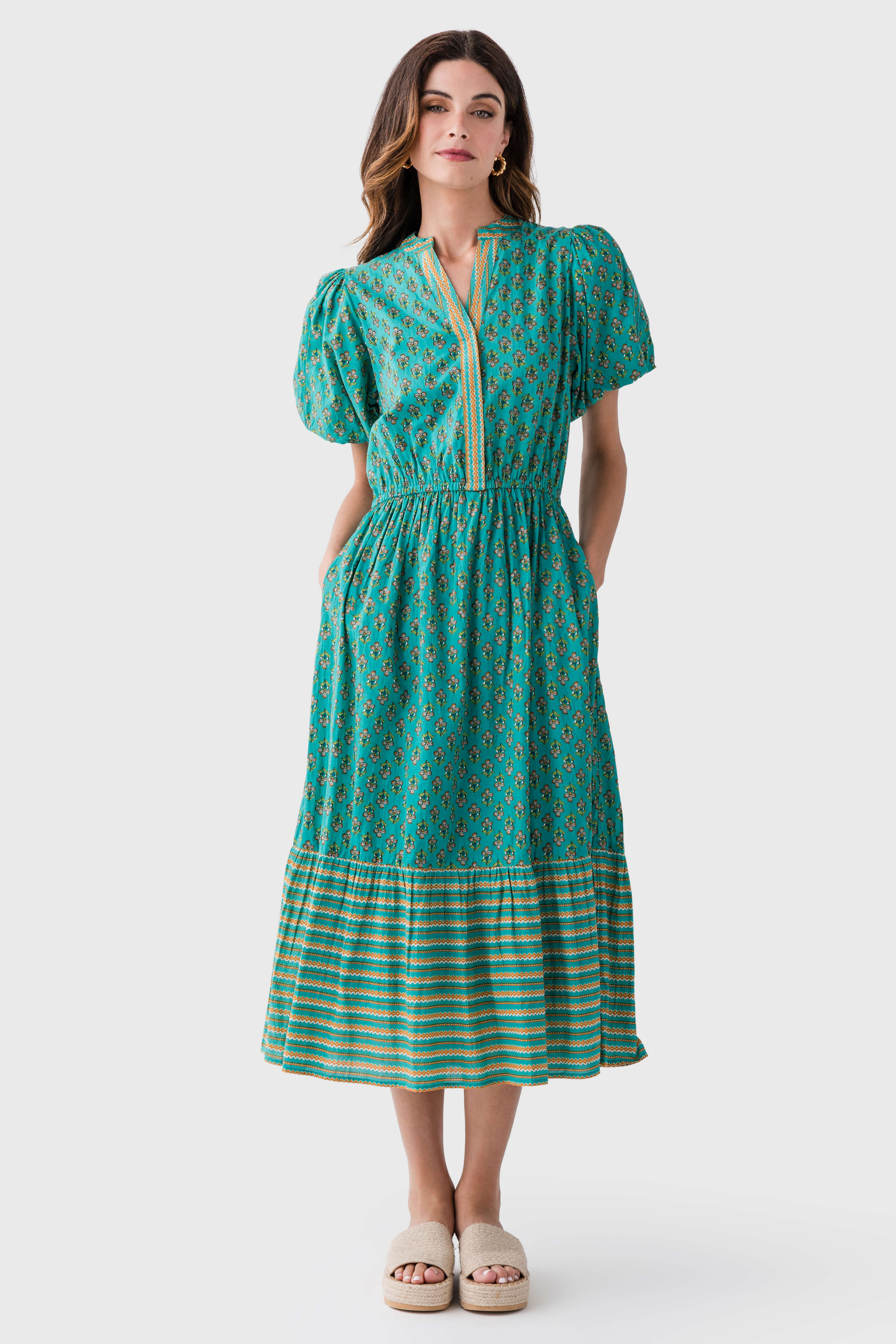 THML Block Print Splitneck Maxi Dress