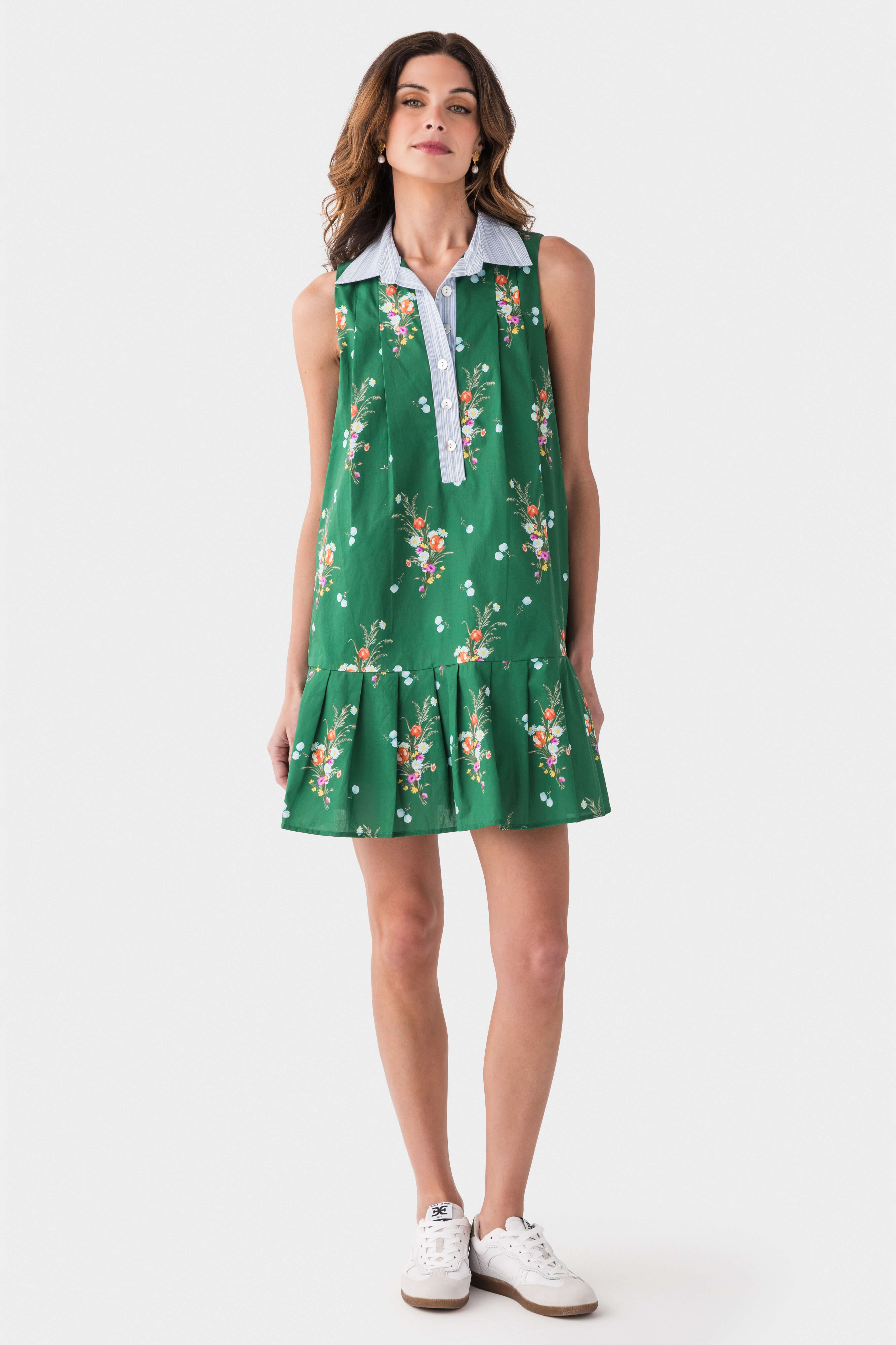 THML Edan Printed Pleated Sleeveless Dress