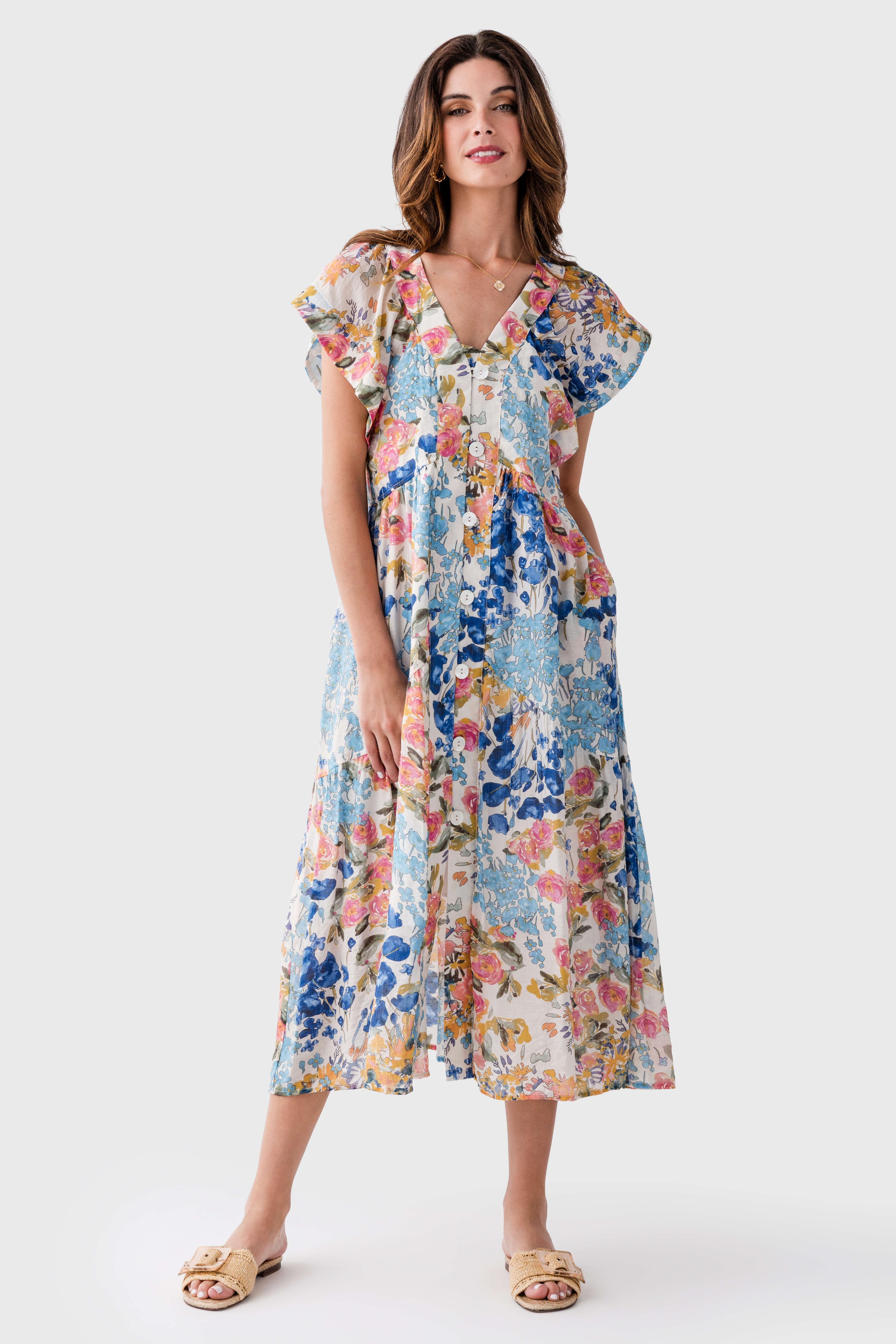 THML Patch Floral Print Maxi Dress