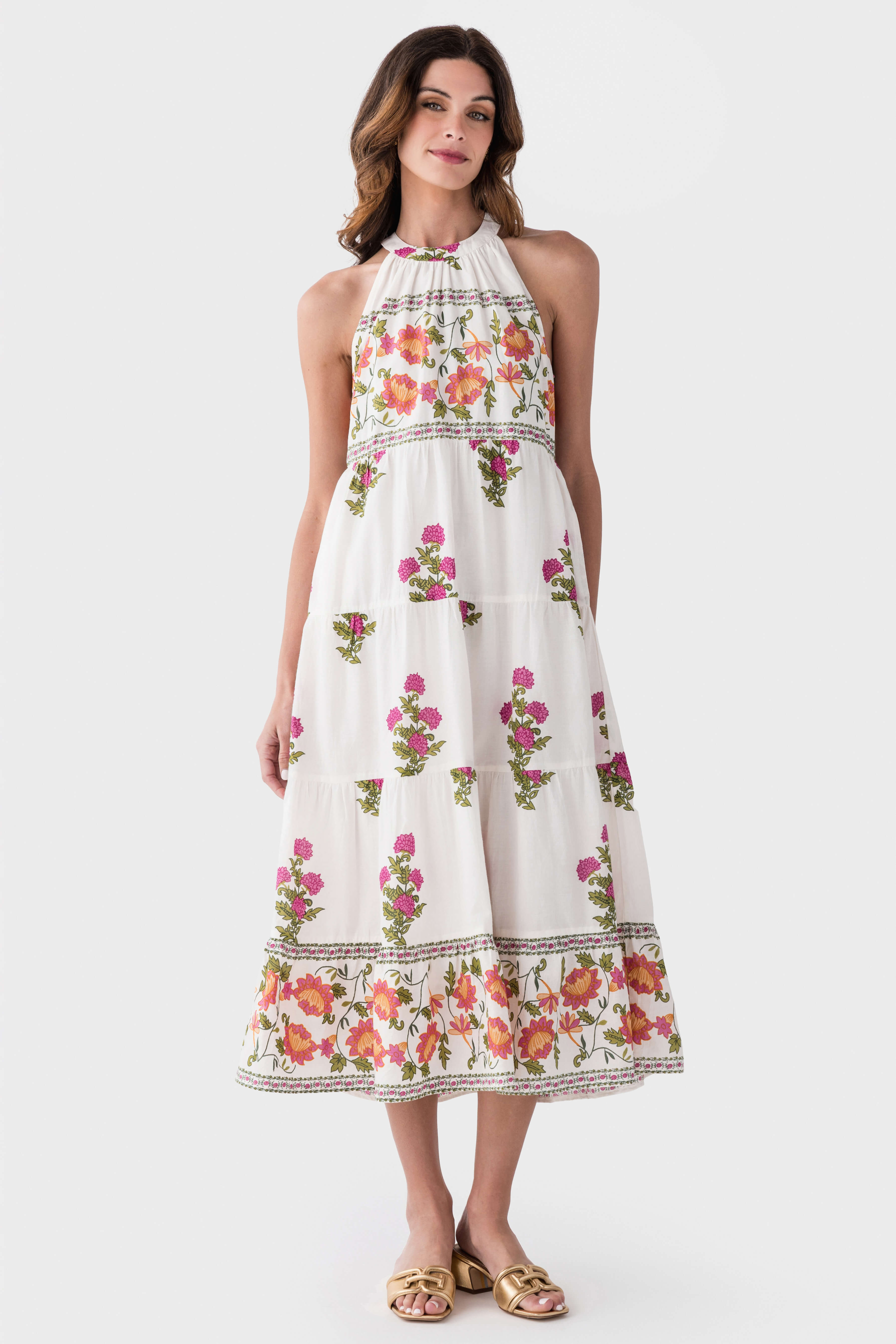 THML Sutton Halter Floral Print Maxi Dress
