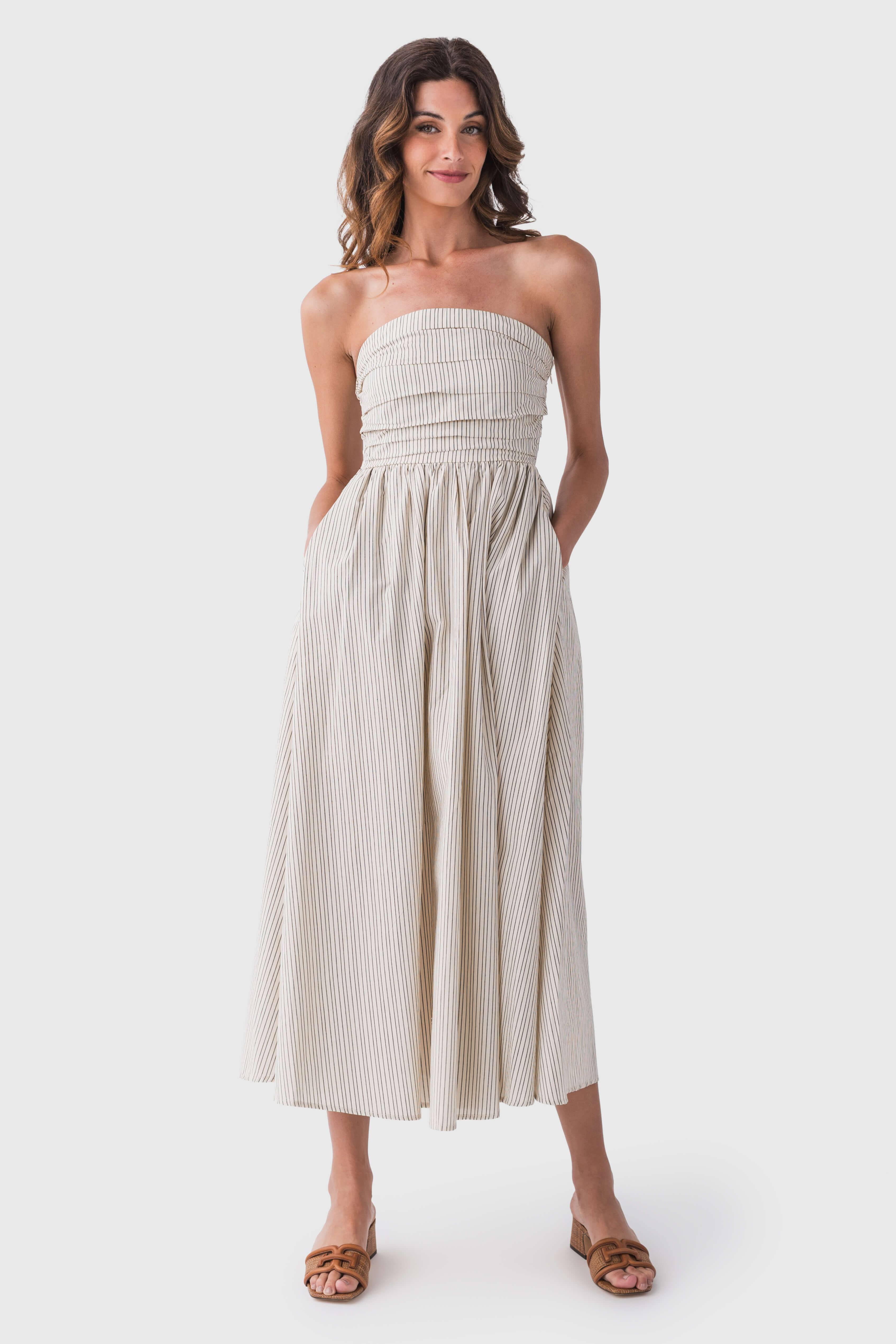 By Together Stripe Strapless Dress