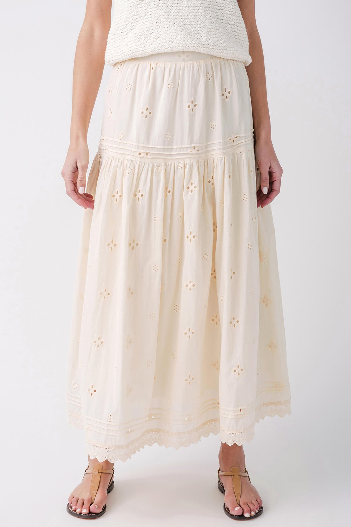 By Together Woven Cotton Eyelet Maxi Skirt