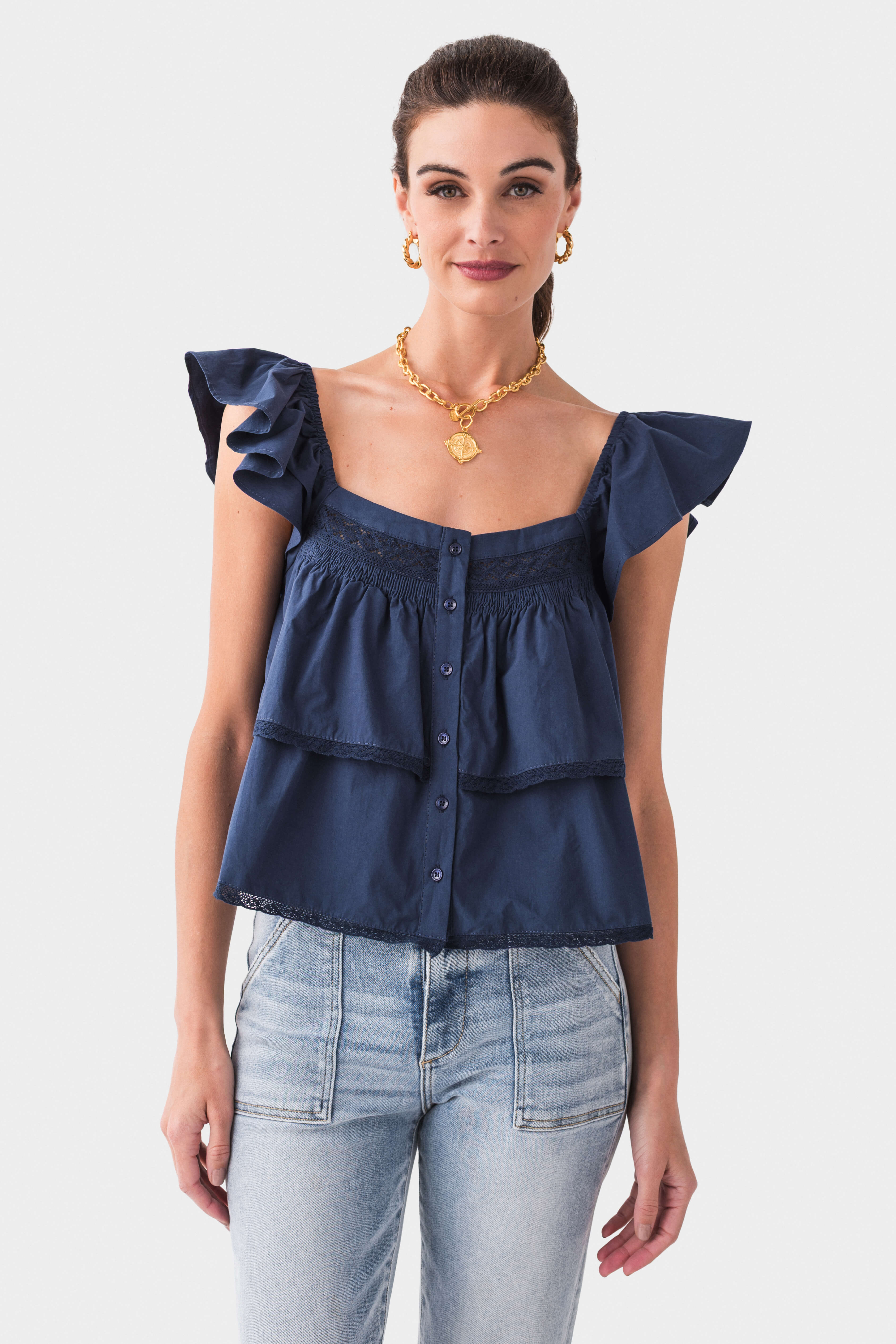 By Together Zira Button Front Top