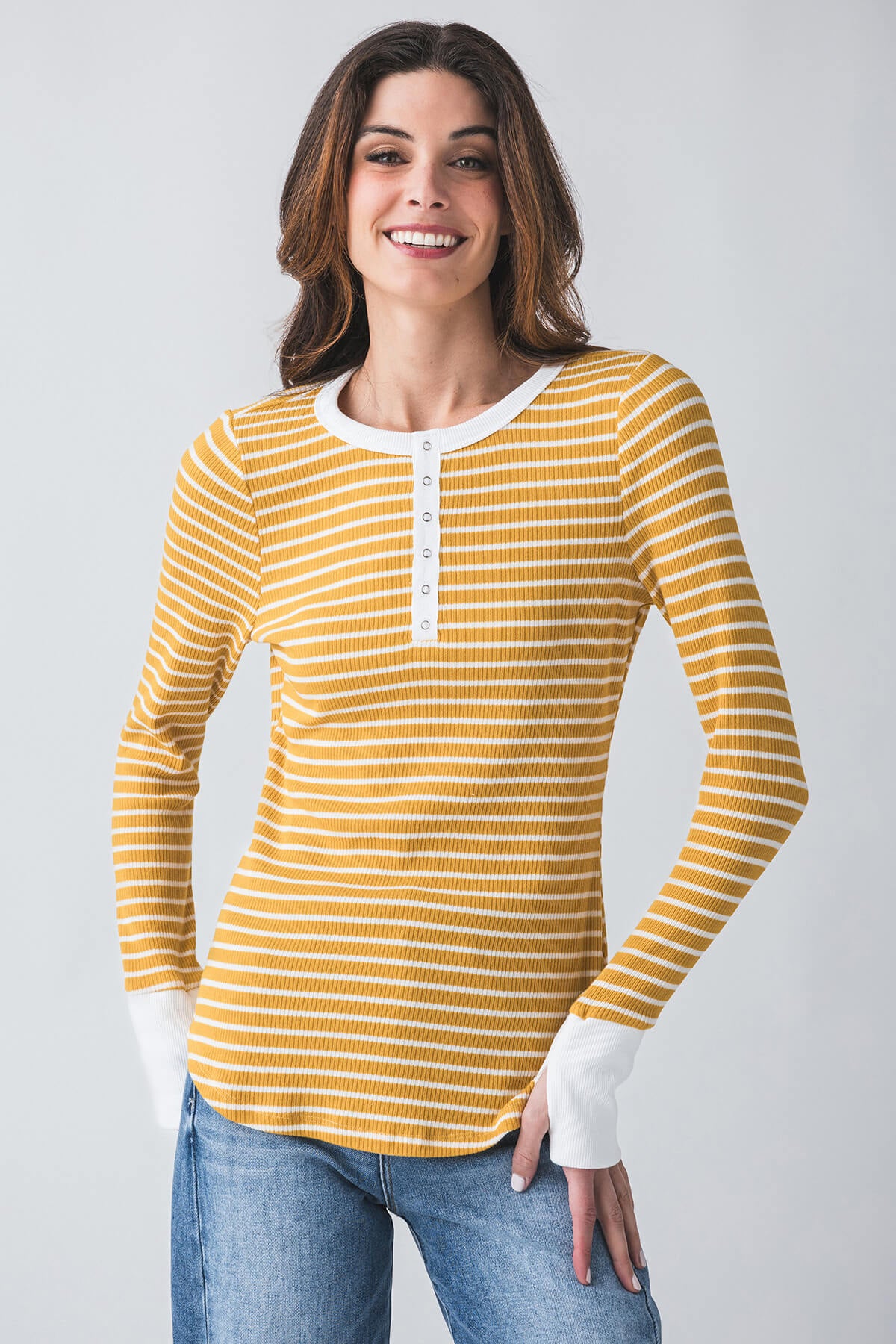 Doe and Rae Striped Henley Top